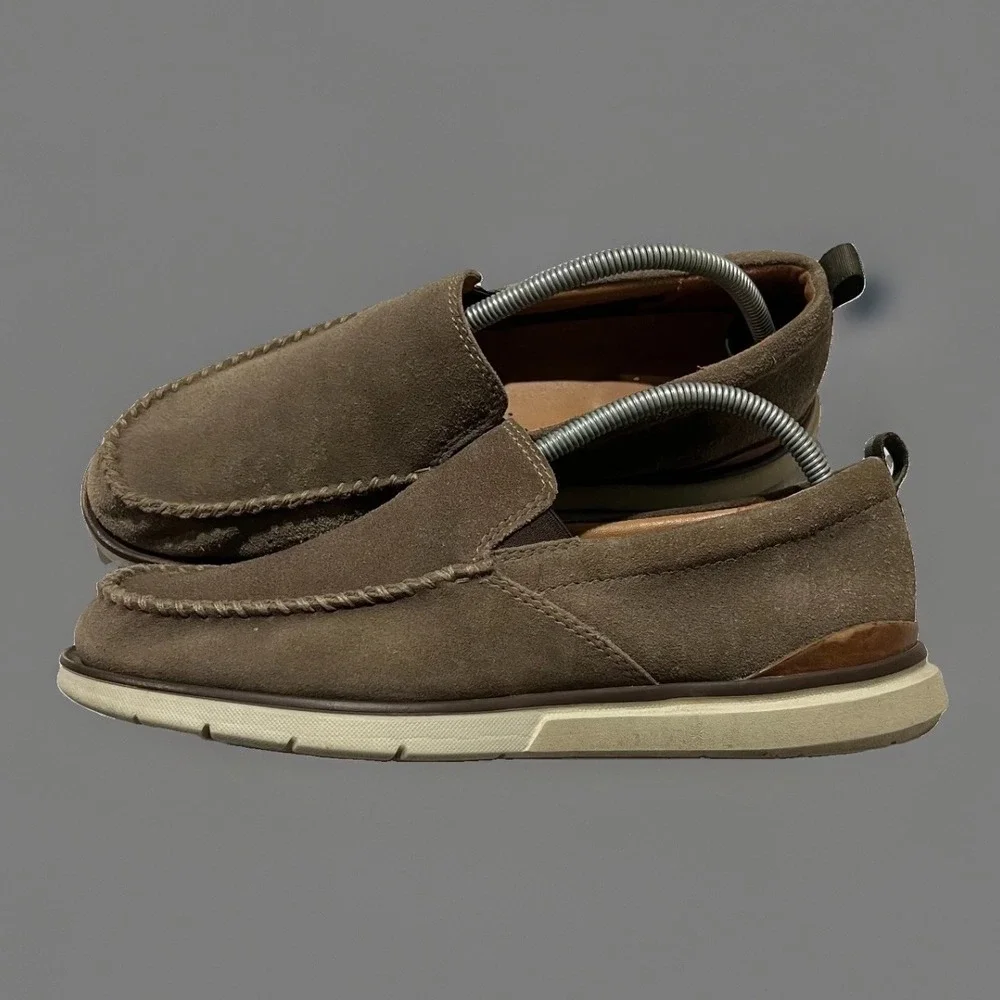 Clarks Edgewood Comfort Step Mens Brown Suede Leather Slip On Loafers 9.5